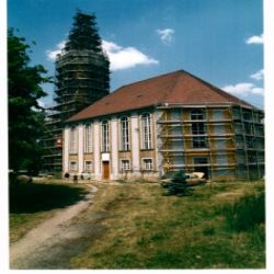 Turm-Fassadengeruest Oßling 1992 01
